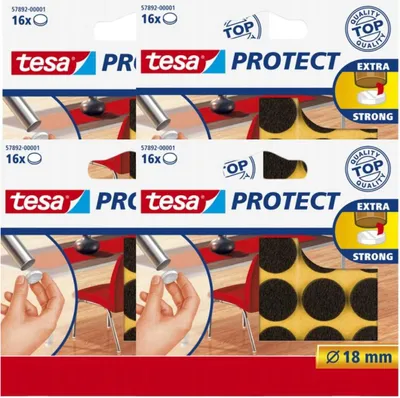 Obrázek produktu pro Kulaté filcové podložky TESA pro židle, stoly, pračky, nábytek, hnědé, 18 mm x 4