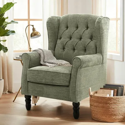 Image de Fauteuil de salon de style mid-century modern COLAMY, fauteuil club rembourré avec accoudoirs