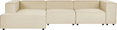 Zdjęcie produktu dla BELIANI Sofa modułowa beżowa lniana 3-osobowa z czarnymi nóżkami prawostronna nowoczesna kanapa narożnik