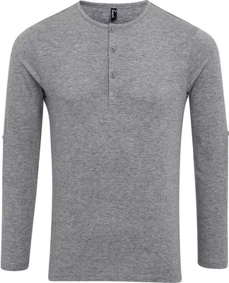 Produktbild von Premier - "Long John" T-Shirt für Herren  Krempelärmel PC5575 (3XL) (Grau meliert)