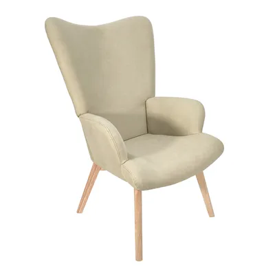 Image de SVITA OLAV Fauteuil à oreilles Fauteuil lounge avec accoudoirs Fauteuil relax à dossier haut moderne confortable robuste Salon Chambre à coucher Salle à manger Beige