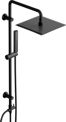Immagine prodotto di JOHO Set Doccia a pioggia senza Miscelatore, Colonna Doccia acciaio inox asta doccia 92 cm, Quadrato Soffione Pioggia e Doccetta, XL 25 x 25 cm, Nero