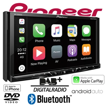 Produktbild von Pioneer AVH-Z5000DAB, Schwarz, 2 DIN, 50 W, CD, CD-R, CD-RW, DVD, DVD-R, DVD-RW, 24-Bit, MOSFET