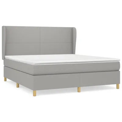Produktbild von Boxspringbett mit Matratze Hellgrau 180x200 cm Stoff