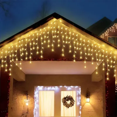 Lichterkette, flache Eiszapfen, warmweiß, 10 x 0,6 m