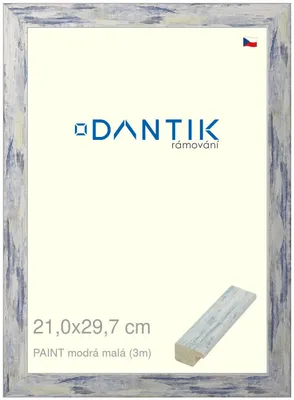 Zdjęcie produktu dla Ramka DANTIK 21x29,7 | PAINT niebieska mała (szkło przezroczyste)