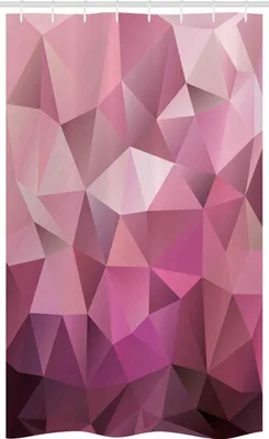 Image de ABAKUHAUS Rideau de douche abstrait étroit, forme triangle-diamant, ensemble de décoration de salle de bain en tissu avec crochets, 120 x 180 cm, rose rose rose séché