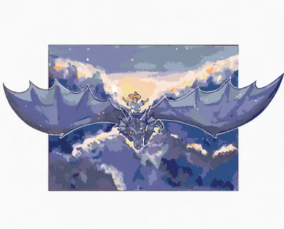 Image de Zuty - Peinture par numéros - FILLE VOLANT SUR UN DRAGON, 40 x 50 cm, sans cadre et sans toile tendue