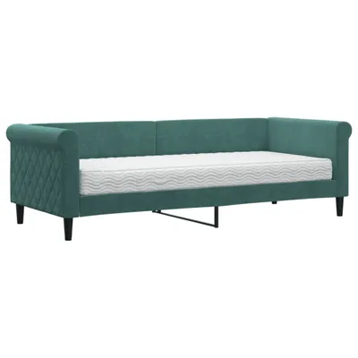 Immagine prodotto di vidaXL Divano letto con materasso Verde scuro 80x200 cm Velluto