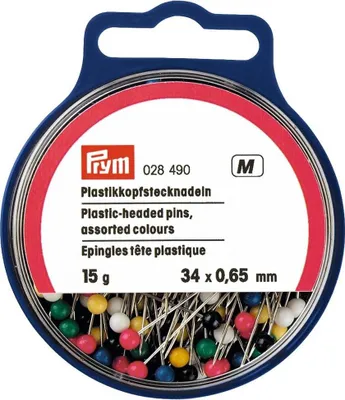 Obrázek produktu pro Špendlíky s plastovou hlavičkou, 0,65 x 34 mm, vícebarevné, 15 g
