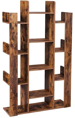 Image de Étagère de rangement avec 13 compartiments – Autoportante – En bois – Style industriel – Marron – 86 x 25 x 140 cm