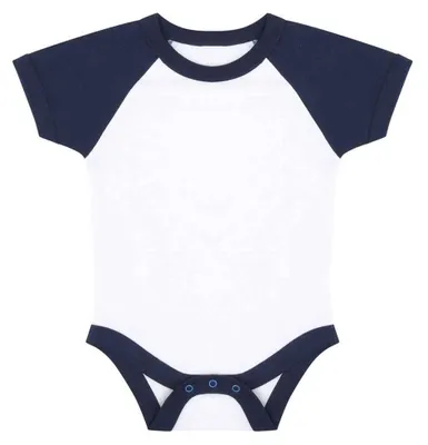 Productafbeelding van Larkwood - "Essential" babyromper - Baseballmodel, korte mouwen, LT5752 (68) (Wit/Marineblauw)
