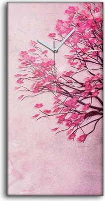 Produktbild von Wanduhr Uhr Wandbild Leinwand 30x60 Malerei Abstrakte Bäume Zweige Blumen - weiße Hände