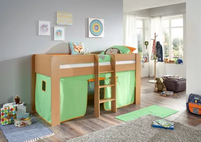 Produktbild von Relita Halbhochbett ANDI Liegefläche 90 x 20 cm Nachbildung natur inkl. Vorhang; BH1684114+TX5002011