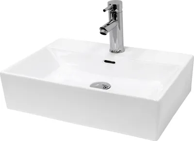Obrázek produktu pro LuxeBath umyvadlo Umyvadlo na desku Square, 51,5x36x13 cm, bílé, z keramiky, včetně odtokové soupravy s přepadem