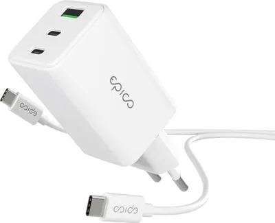 Immagine prodotto di Adattatore di alimentazione Epico UltraBoost EA40 65W GaN con cavo USB-C a USB-C da 1,2 m - Bianco