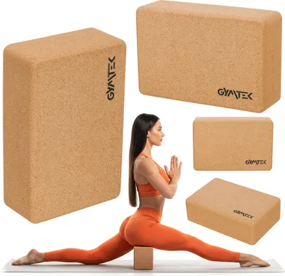 Produktbild von Gymtek® Yoga Block, Yogablock, Yoga Würfel - 100 % Natürlicher Kork - Gymnastik, Fitness, Yoga, Pilates, Handstand - Fortgeschrittene & Anfänger