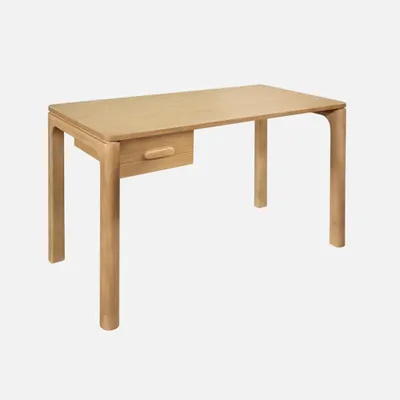 Produktbild von sweeek - Schreibtisch aus Heveaholz Platte mit Eichenfurnier 1 Schublade - Natur