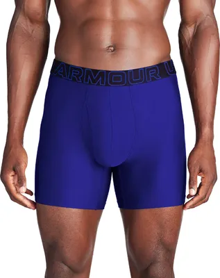 Image de UNDER ARMOUR Boxers Homme, Lot de 3 - Performance Tech Boxer Briefs Solid 6 in, Stretch, Bleu/Gris uni M