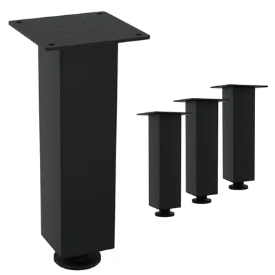 Produktbild von HAGO24 Tischbeine Set 4 Stück Möbelfuß Stahl Schwarz 8x8cm höhenverstellbar 30cm Couchtischbank DIY Tischgestell Schraubfüße I-Design