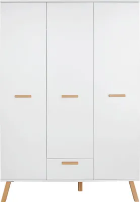 Produktbild von MatsBaby Kinder Kleiderschrank 3 Türen, 1 Schublade weiß.