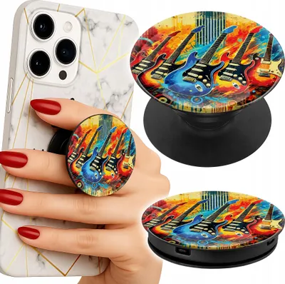 Produktbild von Handyhalterung/PopSocket für Finger – GITARRE, ROCK'N'ROLL