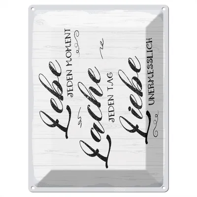 Produktbild von Blechschild Wandbild in : Brillante Farben, Größe 30 x 40 cm Motiv Blechschild Spruch 30x40 cm Lebe jeden Moment Lache Liebe Deko Schild
