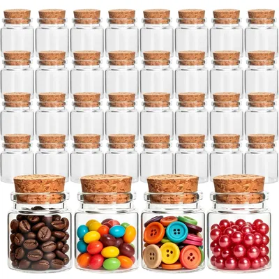 Obrázek produktu pro Omgoods - 32 mini skleněných lahviček s korkovými zátkami, objem 20 ml