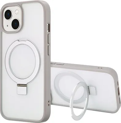 Image de Accezz Ring Stand Backcover avec MagSafe pour l'Apple iPhone 15 - Gris