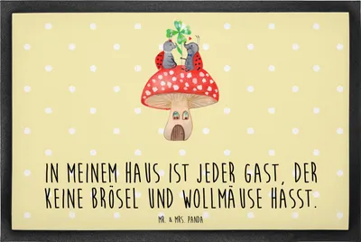 Produktbild von Mr. & Mrs. Panda Schmutzmatte Marienkäfer Fliegenpilz 60 x 90 cm - Gelb Pastell - Geschenk, Fußabtreter, Zuhause, Gummimatte, Türmatte, Bodenvorleger, Wohnung, fußmatte