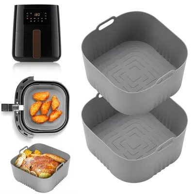 Image de Moules en silicone pour friteuse à air chaud, capacité 4,1L (modèles HD9200, HD9252, HD9255), couleur grise, lot de 2