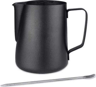 Produktbild von Jumada's – Barista-Milchkännchen – 350 ml Milchaufschäumkännchen – Edelstahl – inklusive Latte-Art-Stift – Milchkännchen von House of Husk – Schwarz – Milchkännchen – Milchkännchen