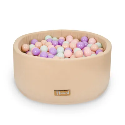 Produktbild von Flumi Bällebad Baby - Bällepool Kinder 90x40cm mit 200 Bällebad Bälle ∅ 7cm in EU hergestellt - lila, minze, Pfirsich