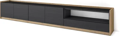 Produktbild von TV-Schrank, Lowboard, 310x37x50cm, Für TV-Geräte bis zu 80", Fernsehtisch, Schwarz Eiche