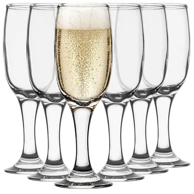 Produktbild von KADAX Sektgläser 190 ml, 6er Set, Champagnergläser aus Glas, spülmaschinenfest, Sektkelche, KI-generiertes Bild
