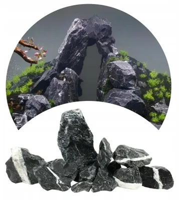 Produktbild von Aquarium Steine Dark Rock 5 kg, dunkle Natursteine für Aquariumbodengrund, Aquascaping und Dekoration im Süßwasserbecken
