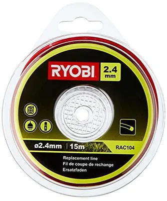 Image de Ryobi RAC104 Bobine de fil ronde universelle pour débroussailleuse, 2,4 mm x 15 m, rouge