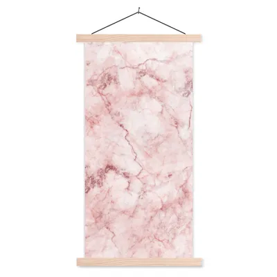 Produktbild von MuchoWow® Textilposter Marmor - Rosa - Luxus 60x120 cm mit holzfarbenen Rahmen - Holz