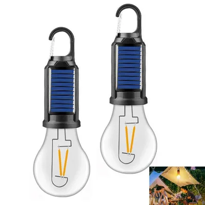 Produktbild von 2er Solar Campinglampe Outdoor,LED Camping Lampe,3 Dimmstufen, wiederaufladbar per Solar & USB-C, wasserdichte Hängelampe für Camping