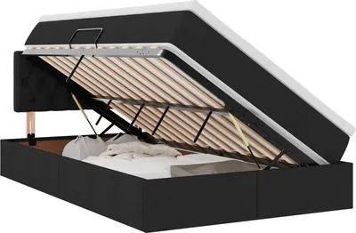 Image de vidaXL Lit de rangement avec matelas noir 120 x 200 cm velours