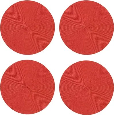 Produktbild von Tischset 4er Set Rot rund 35 cm Ø Platzset abwaschbar Platzdeckchen geflochtene Optik
