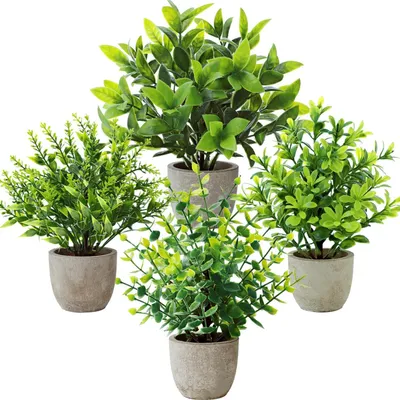 Obrázok produktu pre Umelé rastliny 4 ks, kvetináče, 18 cm, odolný plast, pre interiér