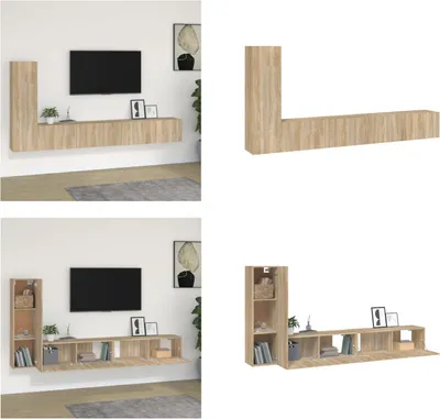 Produktbild von vidaXL 3 tlg. TV Schrank Set Sonoma Eiche Holzwerkstoff - TV-Schrank-Set - TV-Schrank-Sets - TV-Schrank - TV-Ständer