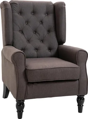 Produktbild von OhrensesselSesselmitTufting,hoherRückenlehne,GepolstertLoungesesselmitabgerundetenArmlehnen,Holzbeine,fürSchlafzimmer,Wohnzimmer,bis160kg,Braun