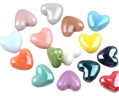 Produktbild von 20 Stück Keramikperlen Herzform 14mm Gemischte Farben für DIY Schmuck