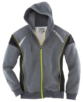 Produktbild von Terrax Workwear Herren Sweatjacke mit Kapuze - Kapuzenjacke mit reflektierenden Print in Schwarz-Limette Größe XL