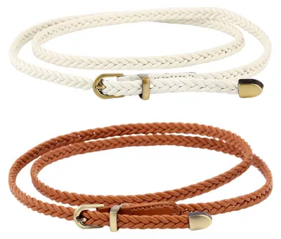 Image de EHDWXVZM : Lot de 2 ceintures tissées, ceintures fines pour femmes, ceintures vintage, décoratives