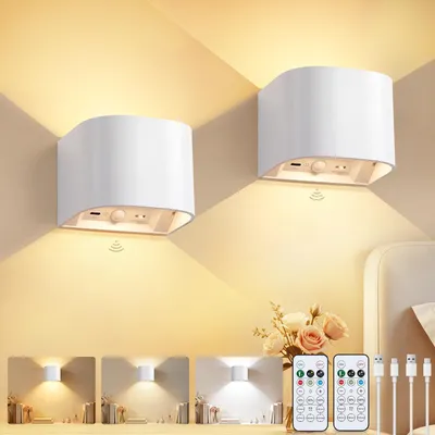 LED-Wandleuchte mit Bewegungsmelder, Akku, 5400 mAh, 2 St.