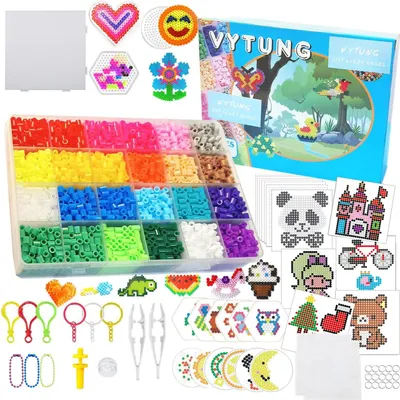 Productafbeelding van Fuse Beads Kit 6280st, 24 Kleuren 5MM Melty Beads met 202 Patronen, IJzeren Kralen Set 4 Grondplaten 2 Pincetten 2 Strijkpapier