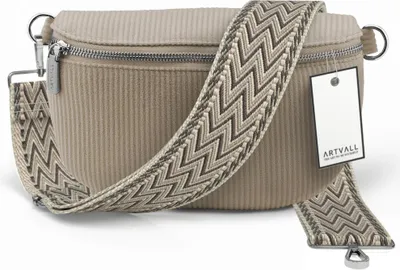 Produktbild von ARTVALL - Umhängetasche aus Cord, Klein mit verstellbarem Schultergurt, abnehmbares Taschenband, Crossbody Bag in Beige